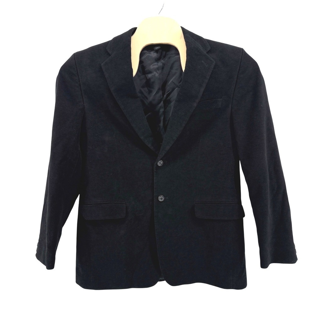 Express Design Studio Blazer Mens 42R Pre-Owned Sport Coat Black Cotton Velvet